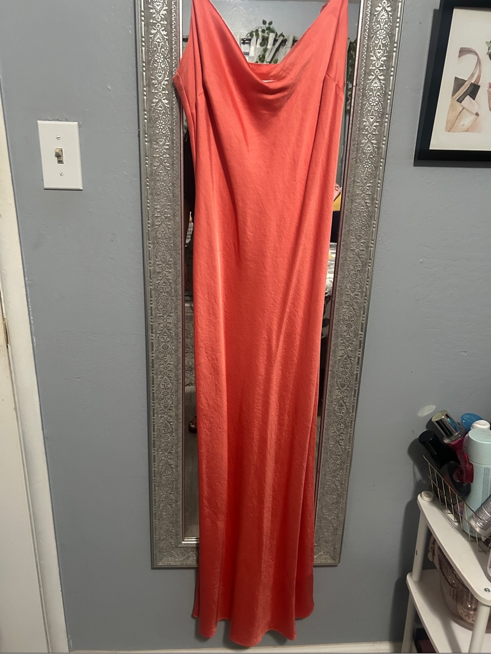 Express Coral Cowl Neck Slip Dress
